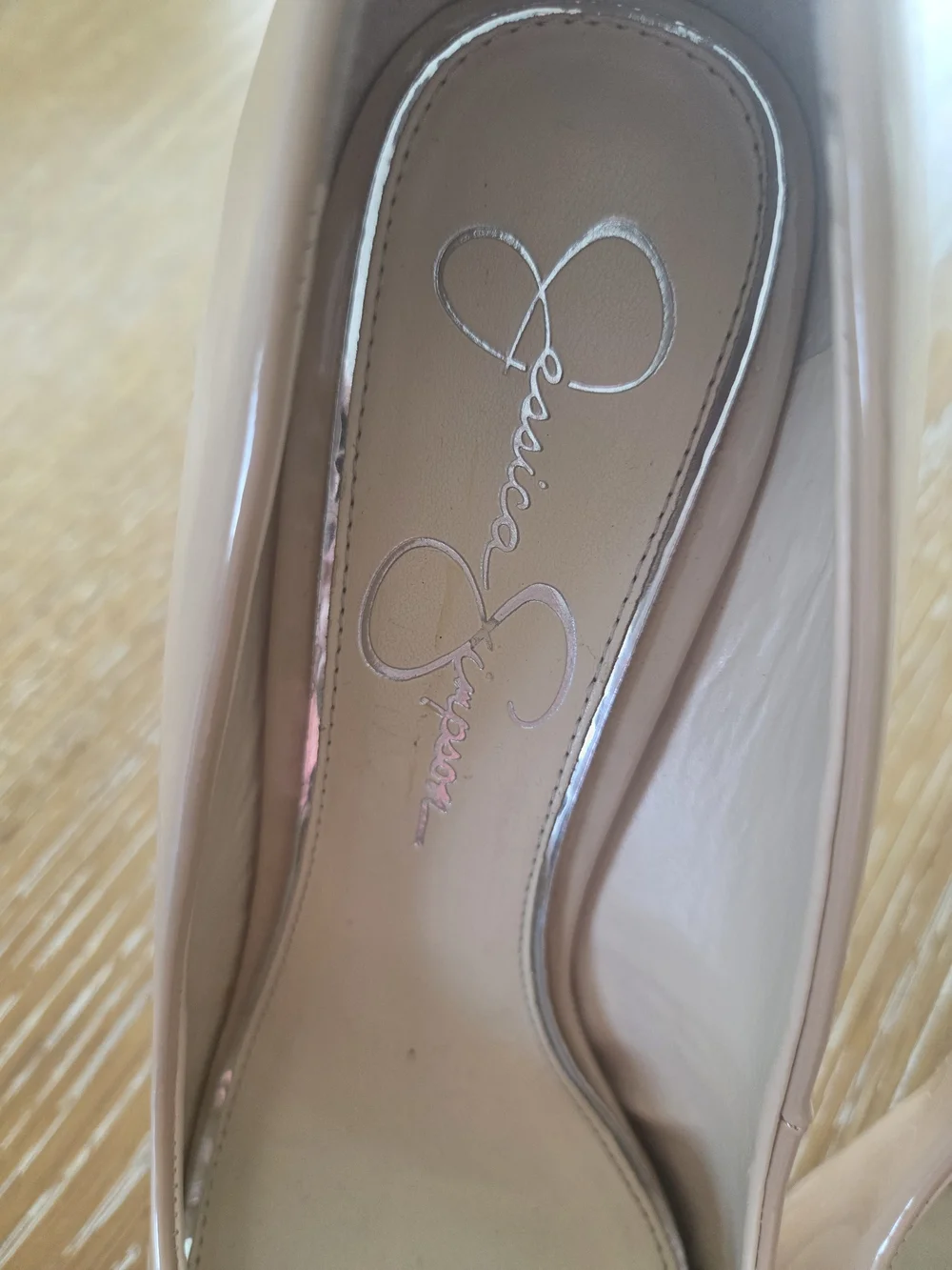 Jessica Simpson Nude Patent Platform Pumps